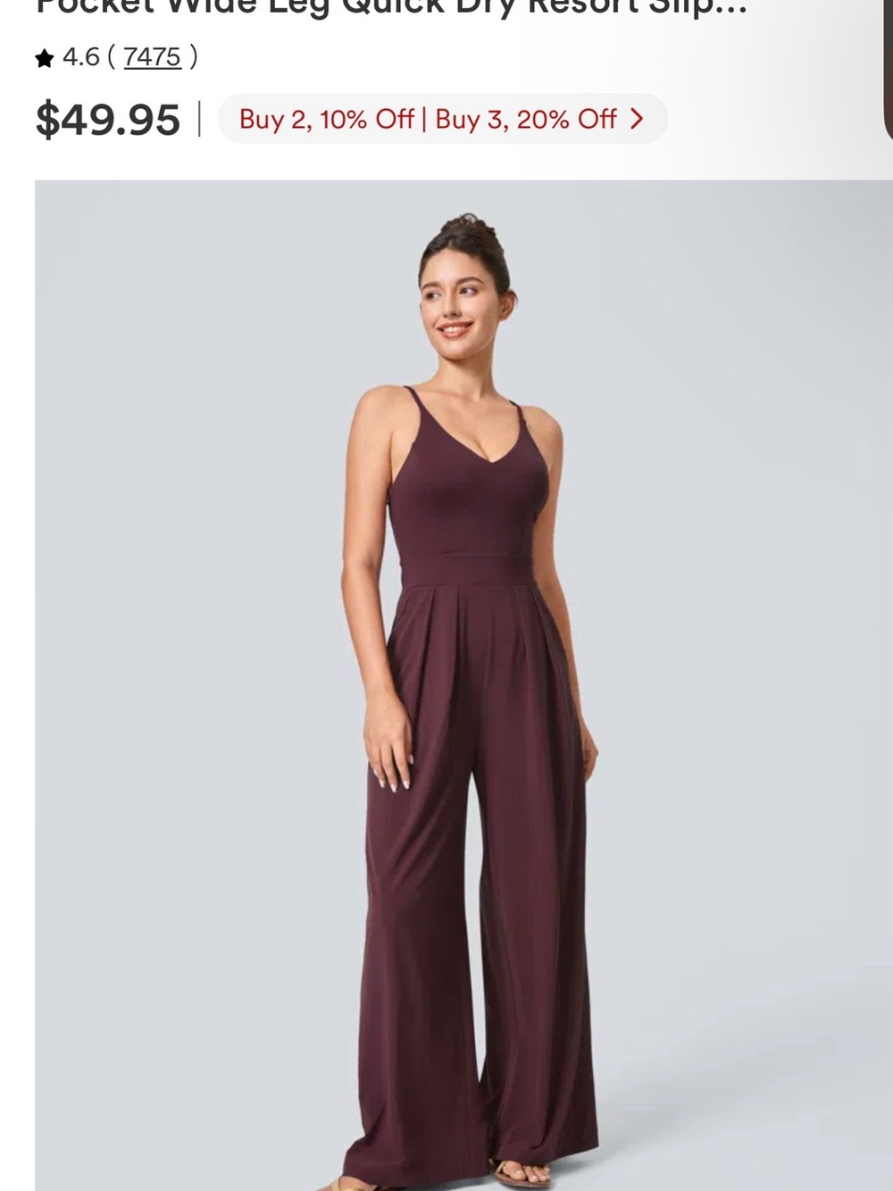 HALARA Sleeveless Wide-Leg Jumpsuit in Plum